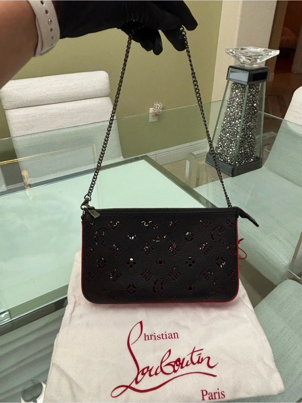 Authentic Christian Louboutin Loubila Leather Clutch